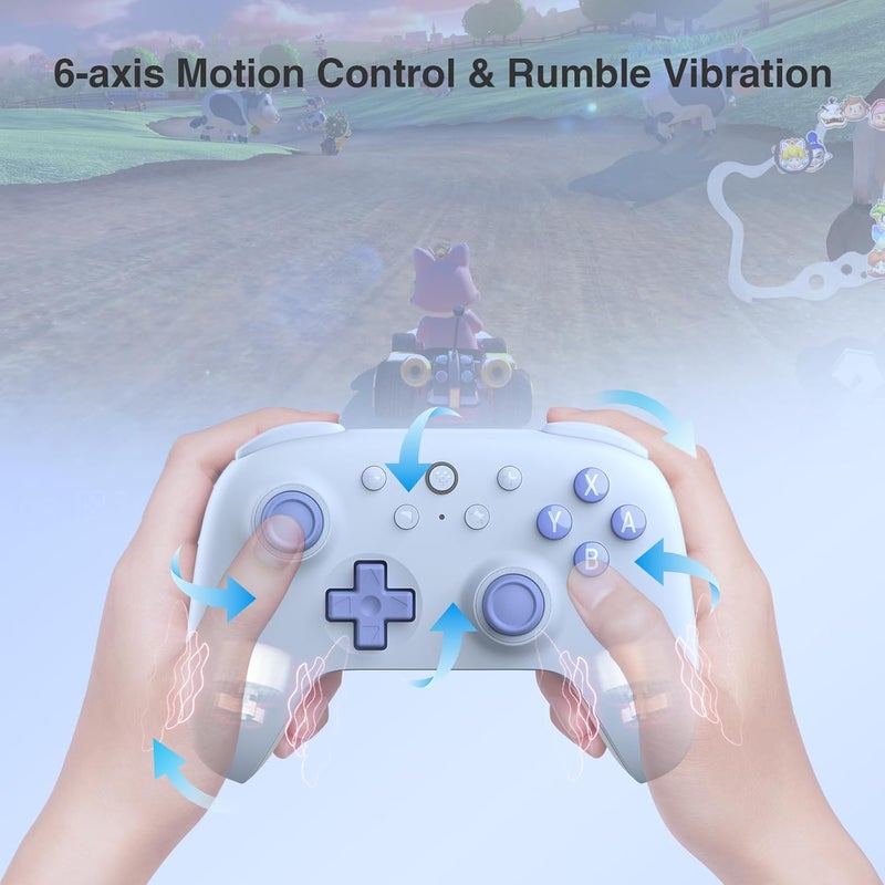 8Bitdo Ultimate 2C Bluetooth Controller (Hall Effect Joystick Update) - for Switch, with Remappable L4/R4 Bumpers, 6-axis Motion Control, Rumble Vibration and Turbo Function (Blue) - Image 5